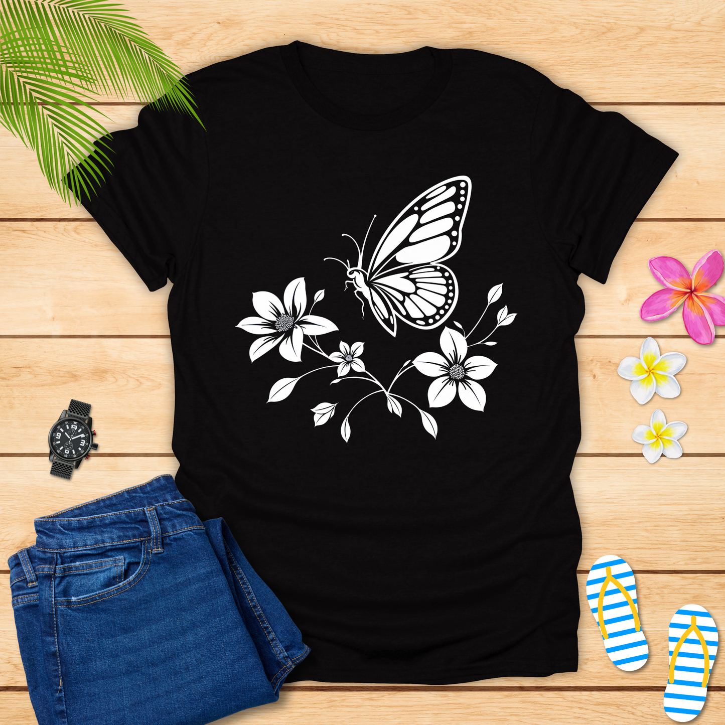 Butterfly Dancing On Petals T-Shirt