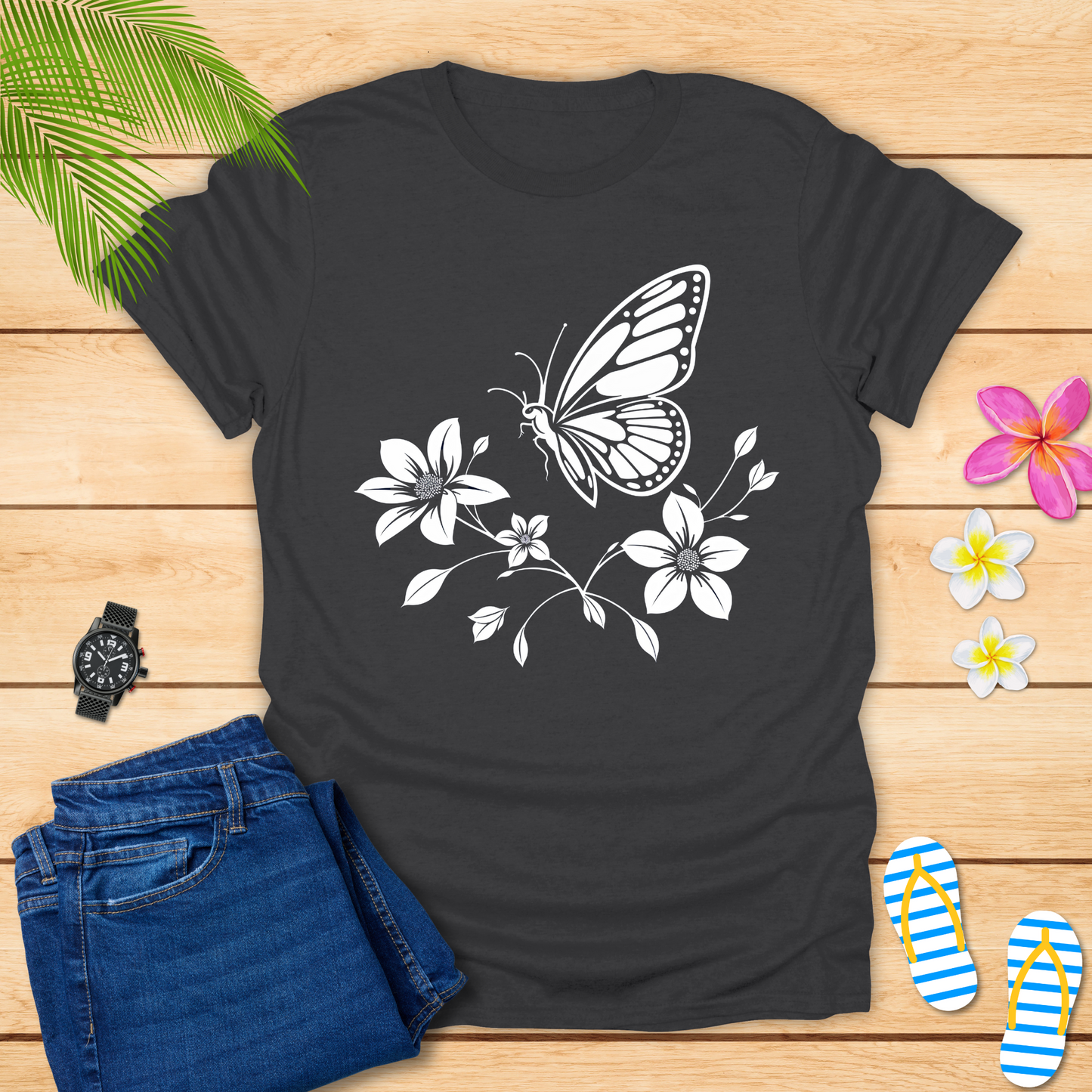 Butterfly Dancing On Petals T-Shirt