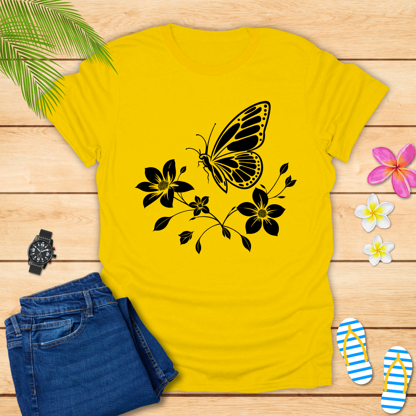 Butterfly Dancing On Petals T-Shirt