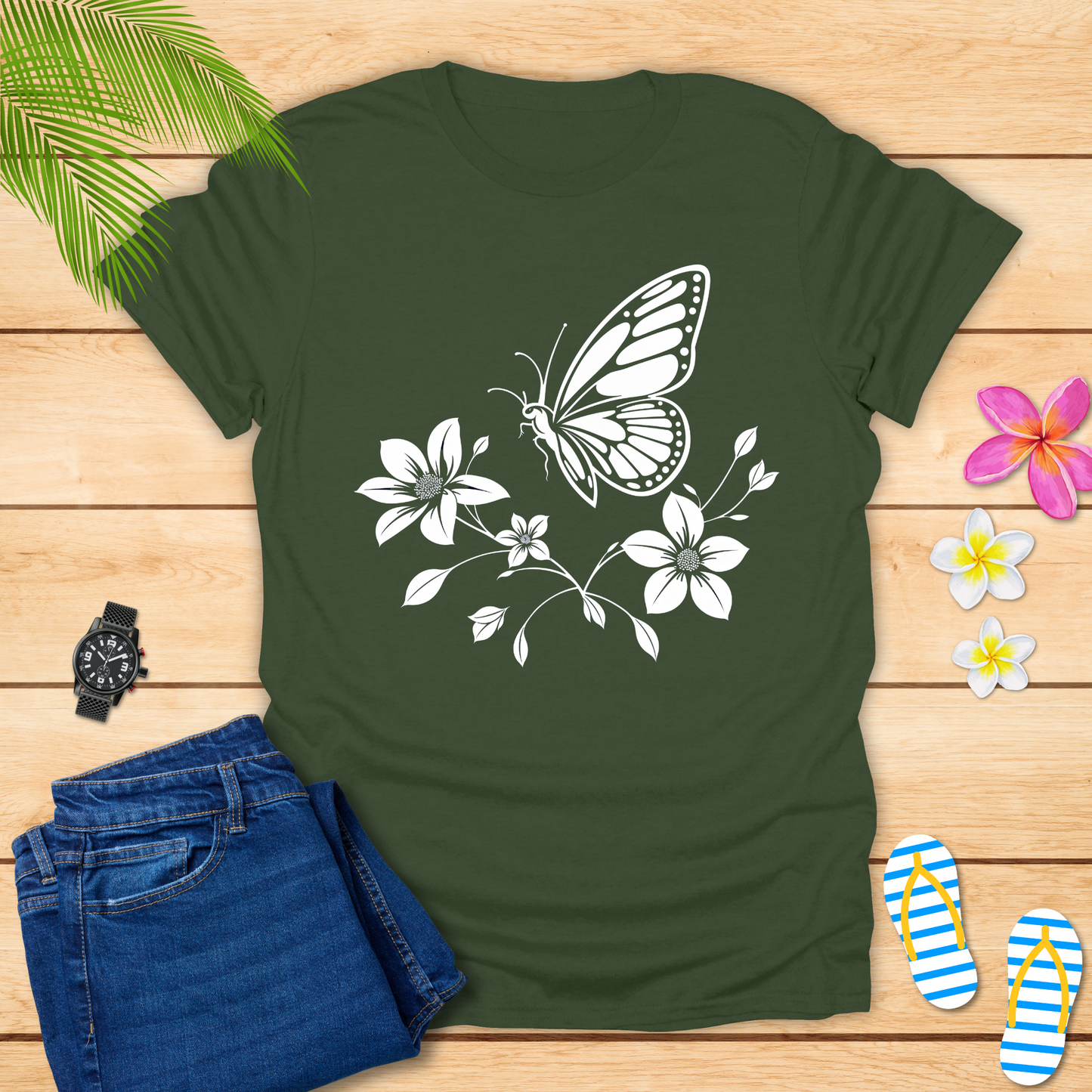 Butterfly Dancing On Petals T-Shirt