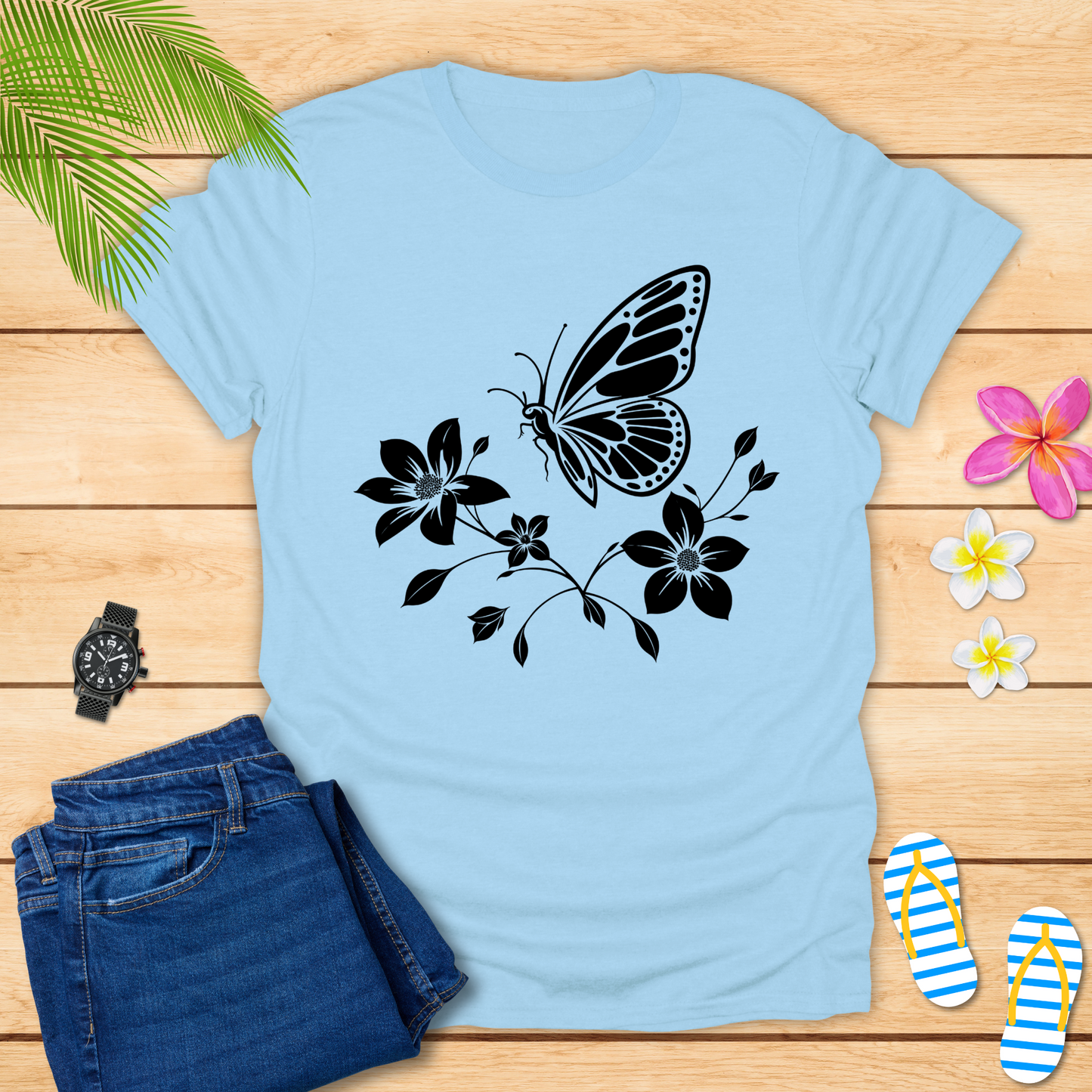 Butterfly Dancing On Petals T-Shirt