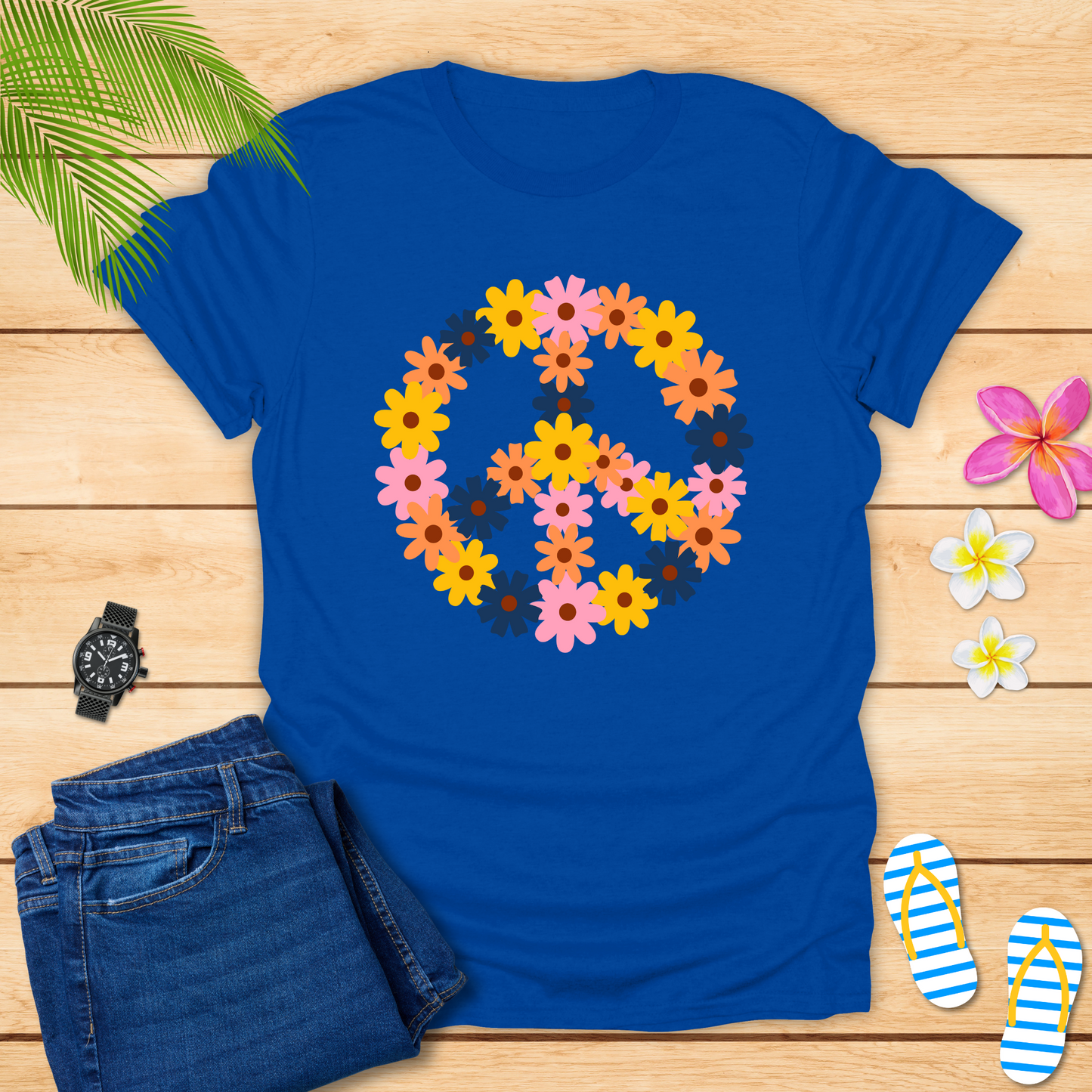 Flowers With Peace Symbol T-Shirt