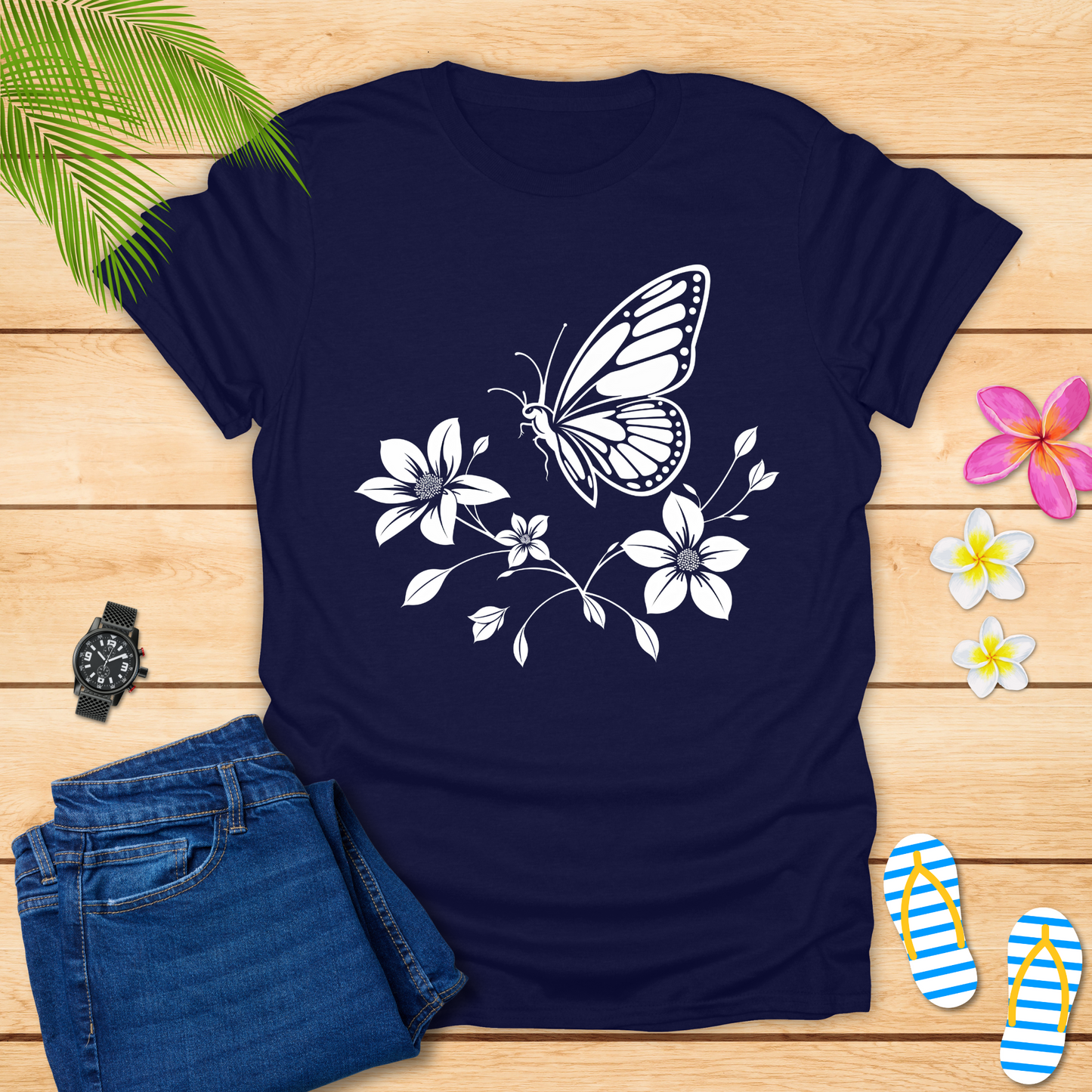 Butterfly Dancing On Petals T-Shirt